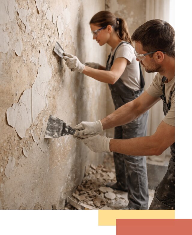 Снятие старой шпаклевки и подготовка поверхностей в Дубне