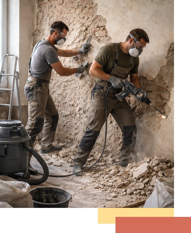 Демонтаж штукатурки со стен в Дубне быстро и аккуратно