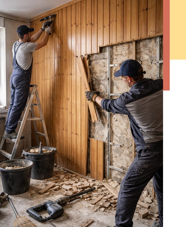 Демонтаж вагонки со стен в Дубне от 1480 руб. — снятие, удаление, срочно | ОТДЕЛОЧНИК-Дбн