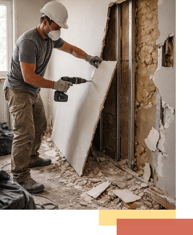 Демонтаж гипсокартона со стен в Дубне качественно и быстро