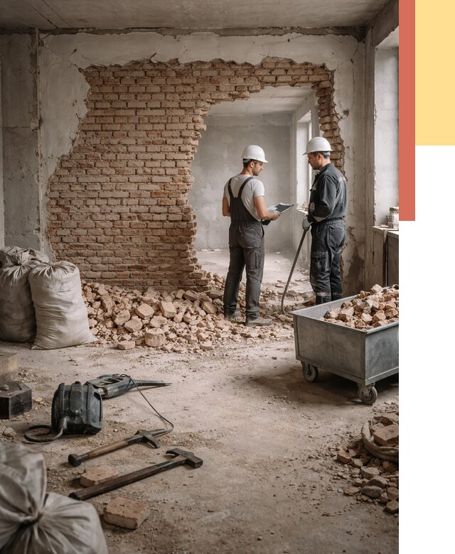 Демонтаж кирпичных стен в Дубне от 4288 руб. — быстро, недорого, под ключ | ОТДЕЛОЧНИК-Дбн