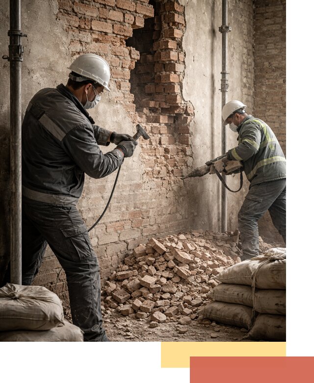 Демонтаж кирпичных стен в Дубне быстро и безопасно