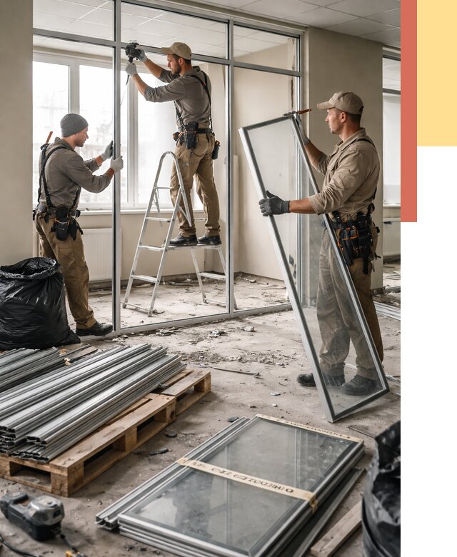 Демонтаж алюминиевых перегородок в Дубне от 4288 руб. — быстро и недорого | ОТДЕЛОЧНИК-Дбн