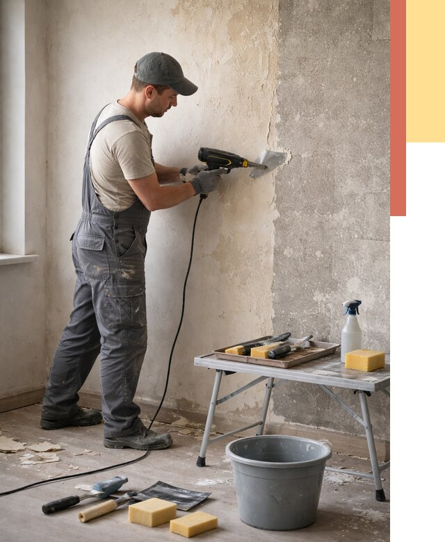 Очистка стен от клея в Дубне от 1889 руб. — снятие и удаление клея со стен | ОТДЕЛОЧНИК-Дбн