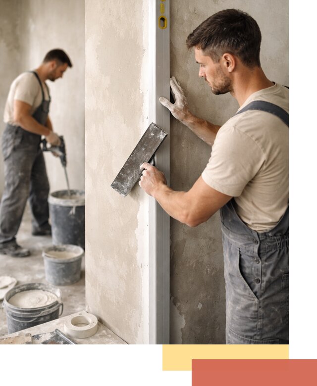 Выведение углов стен в Дубне: монтаж и оштукатуривание