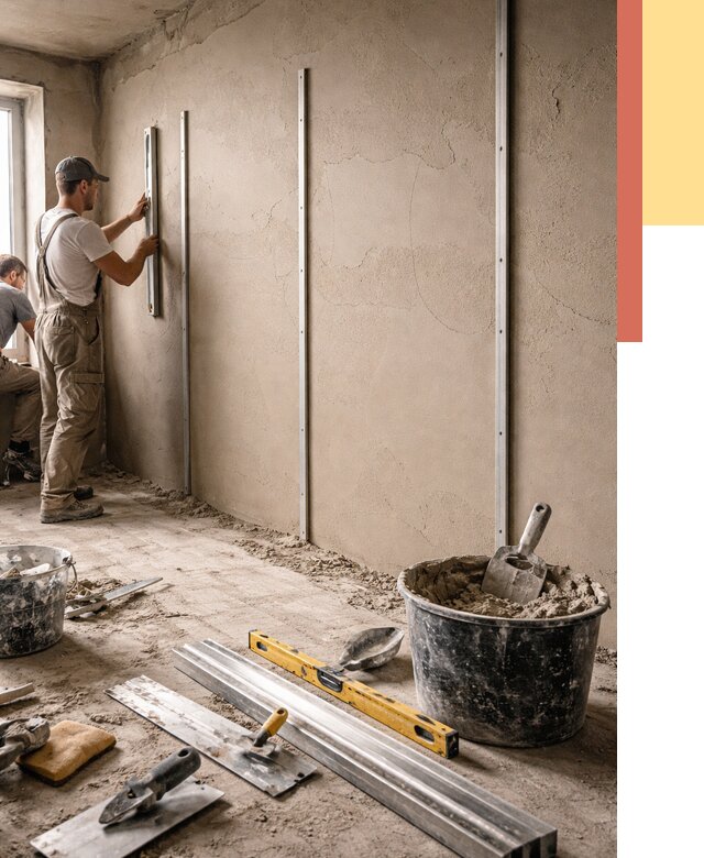 Штукатурка стен по маякам в Дубне от 5615 руб./м² — выравнивание под ключ | ОТДЕЛОЧНИК-Дбн