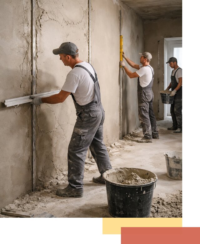 Штукатурка стен по маякам в Дубне — точная и ровная поверхность