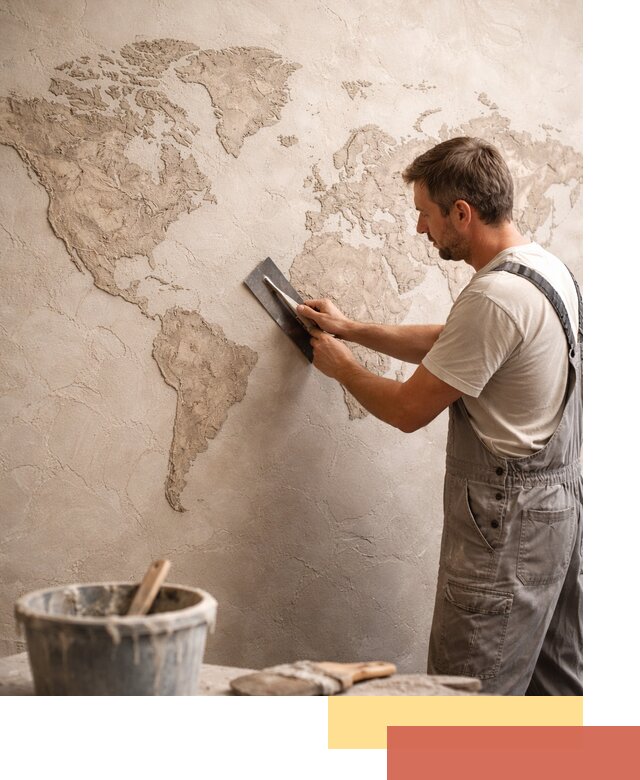 Декоративная штукатурка «Карта мира» под ключ в Дубне
