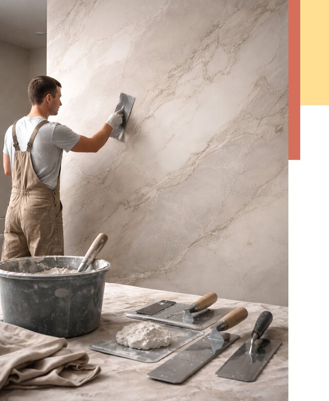 Декоративная штукатурка под мрамор в Дубне от 2859 руб./м² — быстро и недорого | ОТДЕЛОЧНИК-Дбн