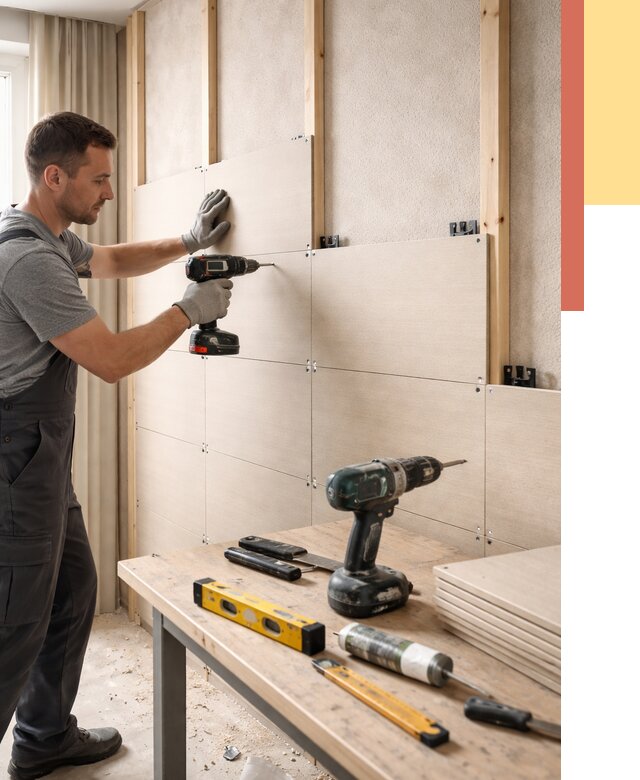 Монтаж МДФ панелей на стены в Дубне от 1276 руб. под ключ | ОТДЕЛОЧНИК-Дбн