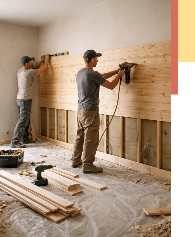 Монтаж деревянной вагонки на стены в Дубне от 7657 руб. | Услуги монтажа вагонки | ОТДЕЛОЧНИК-Дбн