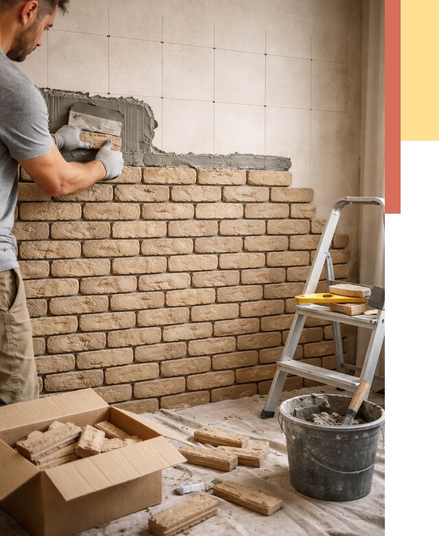 Монтаж декоративного кирпича в Дубне от 3267 руб./м² — быстро и недорого | ОТДЕЛОЧНИК-Дбн