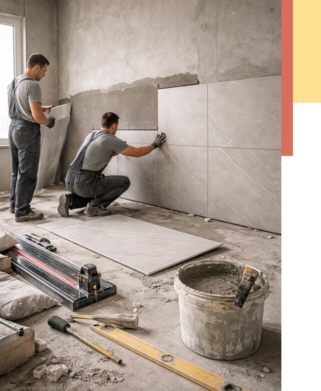 Облицовка стен керамогранитом в Дубне от 4288 руб./м² — услуги под ключ | ОТДЕЛОЧНИК-Дбн