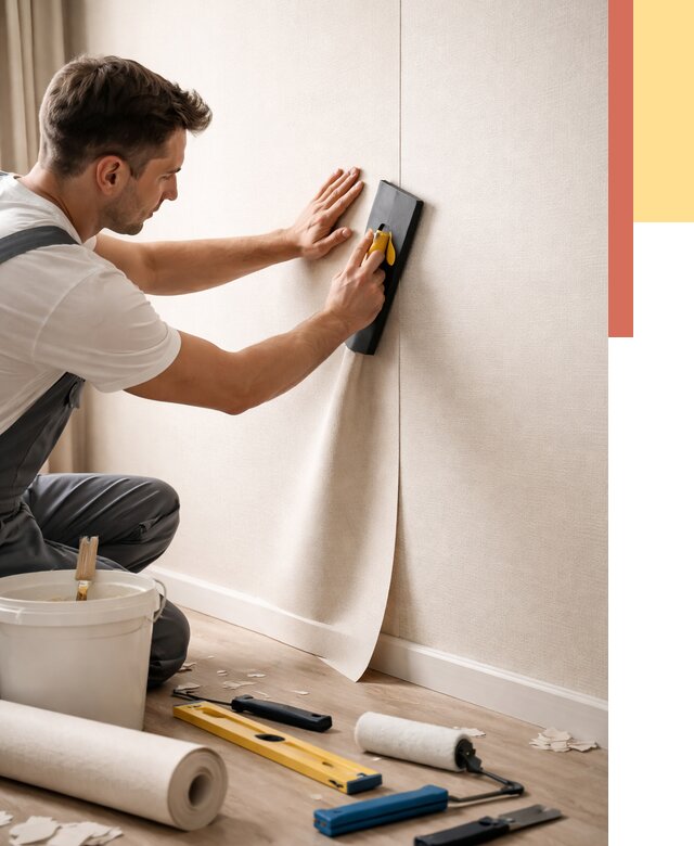 Поклейка виниловых обоев в Дубне от 4594 руб. | Быстро и недорого — ОТДЕЛОЧНИК-Дбн