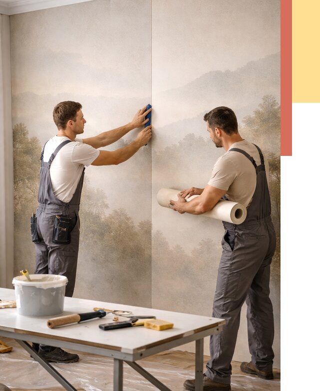 Поклейка фотообоев в Дубне от 8678 руб/м² — быстро и недорого | ОТДЕЛОЧНИК-Дбн