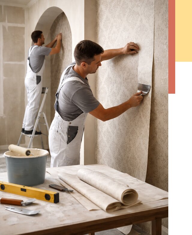 Поклейка обоев на сложные стены в Дубне от 2859 руб. под ключ | ОТДЕЛОЧНИК-Дбн