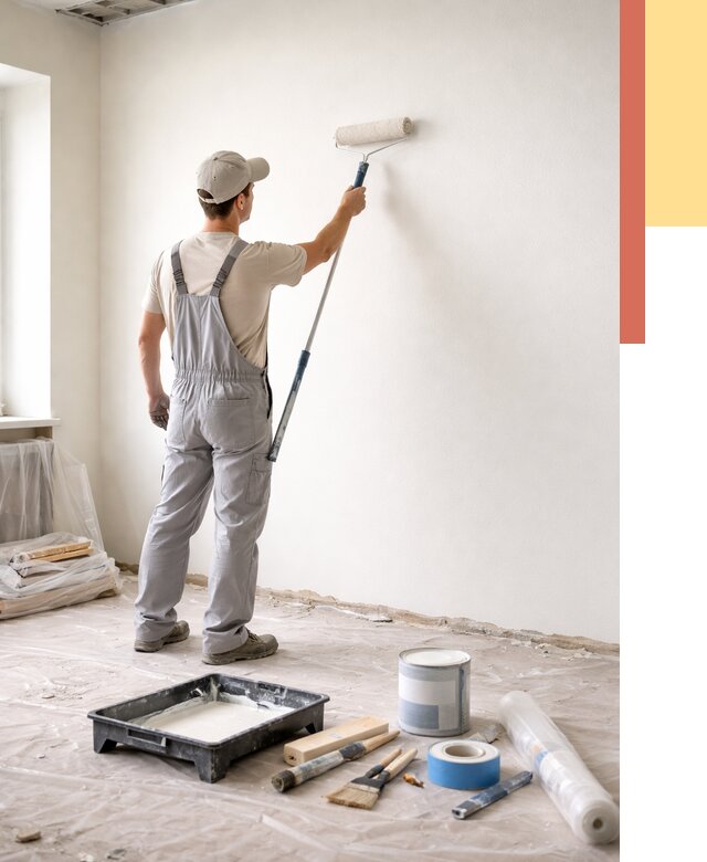 Покраска стен водоэмульсионной краской в Дубне от 459 руб. за м² | ОТДЕЛОЧНИК-Дбн