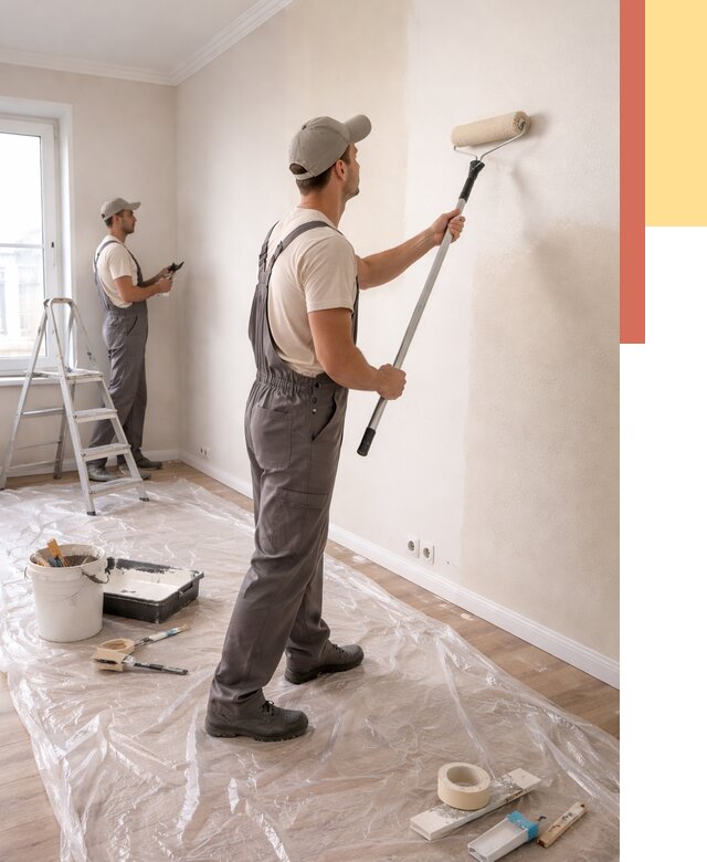 Покраска стен акриловой краской в Дубне от 3573 руб./м² — быстро и недорого | ОТДЕЛОЧНИК-Дбн