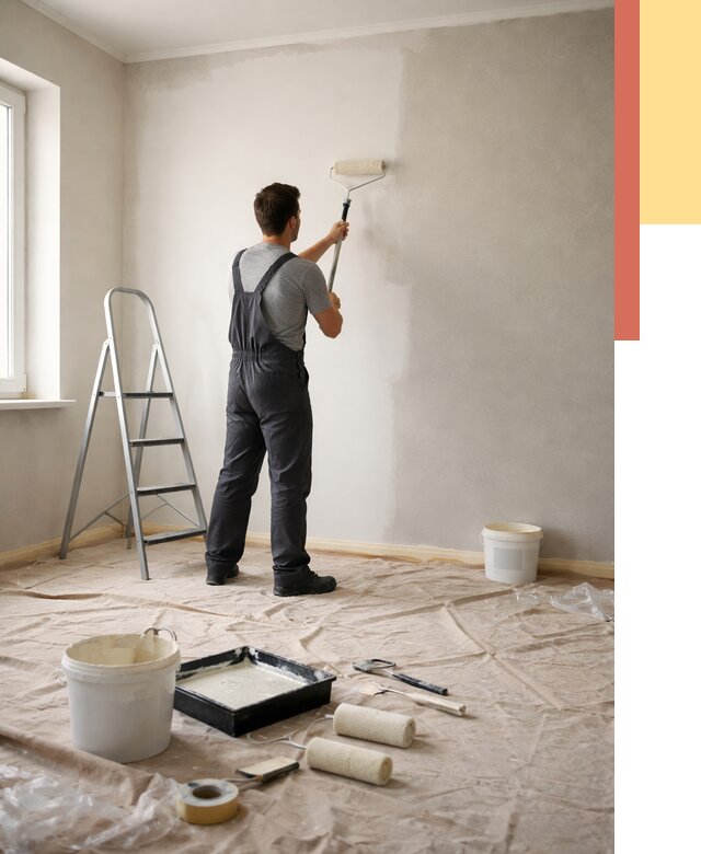 Покраска стен моющейся краской в Дубне от 357 руб./м² — быстро и недорого | ОТДЕЛОЧНИК-Дбн