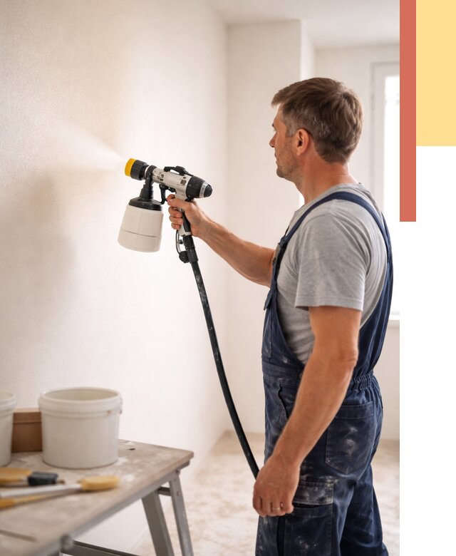 Покраска стен краскопультом в Дубне от 7657 руб. — механизированная покраска | ОТДЕЛОЧНИК-Дбн