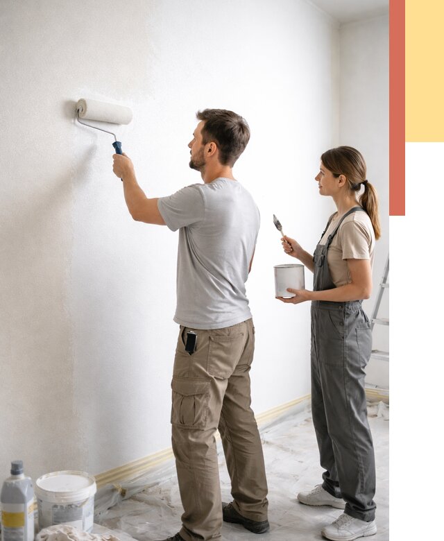 Окраска стен по стеклохолсту в Дубне от 4594 руб/м² под ключ | ОТДЕЛОЧНИК-Дбн