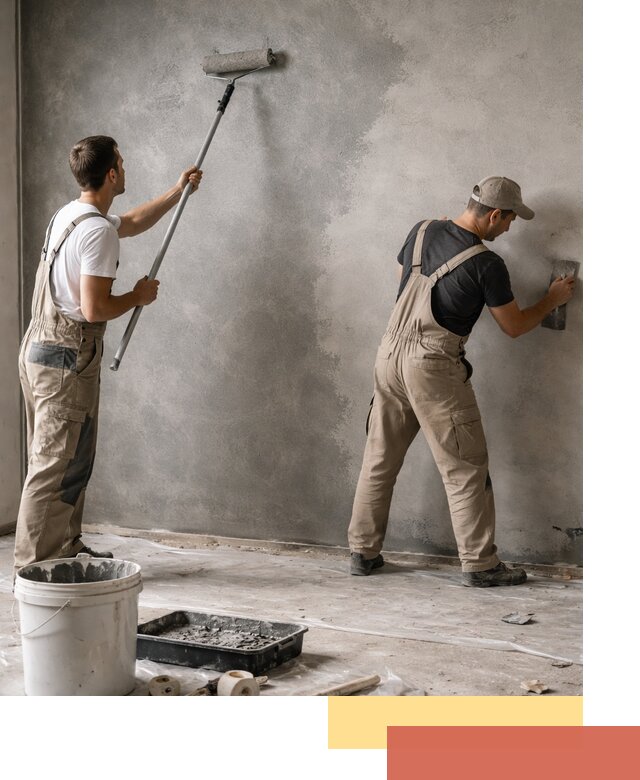 Покраска стен под бетон в Дубне профессионально и недорого