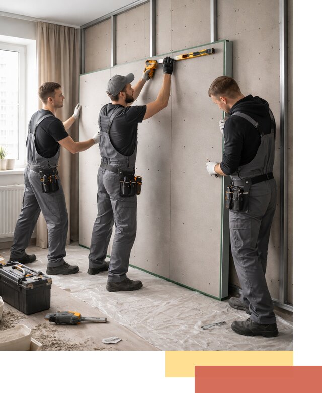 Шумоизоляция стен панелями ЗИПС в Дубне для жилых и коммерческих помещений