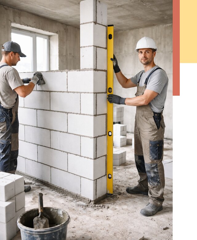 Кладка перегородок из пеноблока в Дубне от 1838 руб. под ключ | ОТДЕЛОЧНИК-Дбн