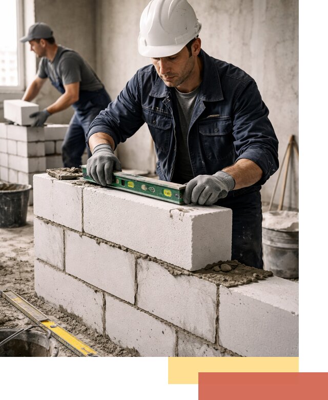 Кладка перегородок из пеноблока под ключ в Дубне