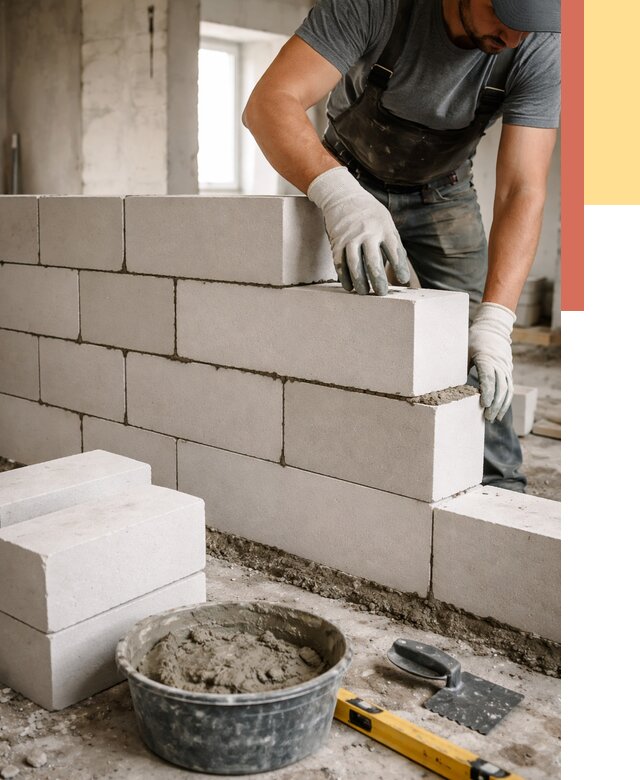 Кладка перегородок из силикатного блока в Дубне от 4084 руб. под ключ | ОТДЕЛОЧНИК-Дбн