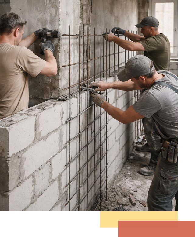 Армирование кладки перегородок в Дубне профессионально и надёжно