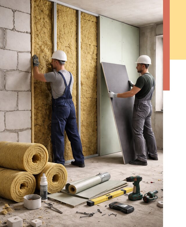 Шумоизоляция перегородок из блоков в Дубне от 1889 руб./м² — быстро и недорого | ОТДЕЛОЧНИК-Дбн