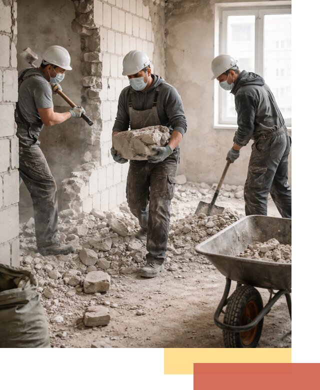 Демонтаж блочных перегородок в Дубне быстро и аккуратно