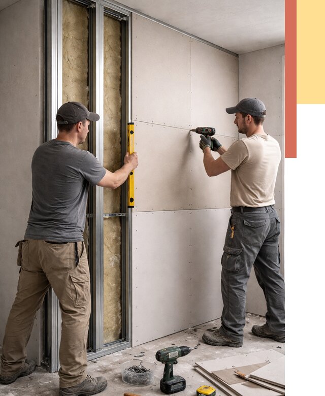 Монтаж двухслойной перегородки из гипсокартона в Дубне от 1480 руб. | ОТДЕЛОЧНИК-Дбн