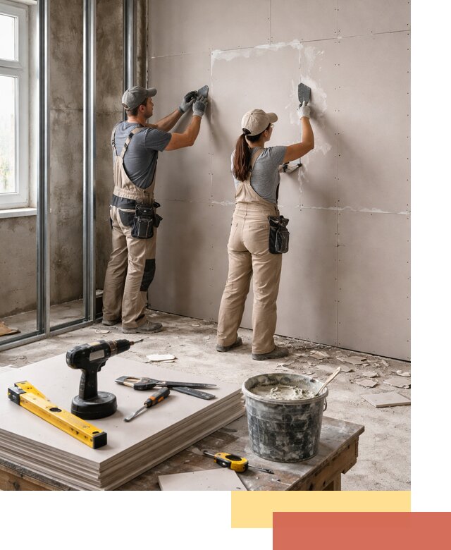 Монтаж двухслойной перегородки из гипсокартона в Дубне