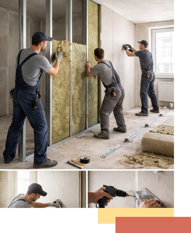 Перегородка из гипсокартона с шумоизоляцией в Дубне — монтаж под ключ