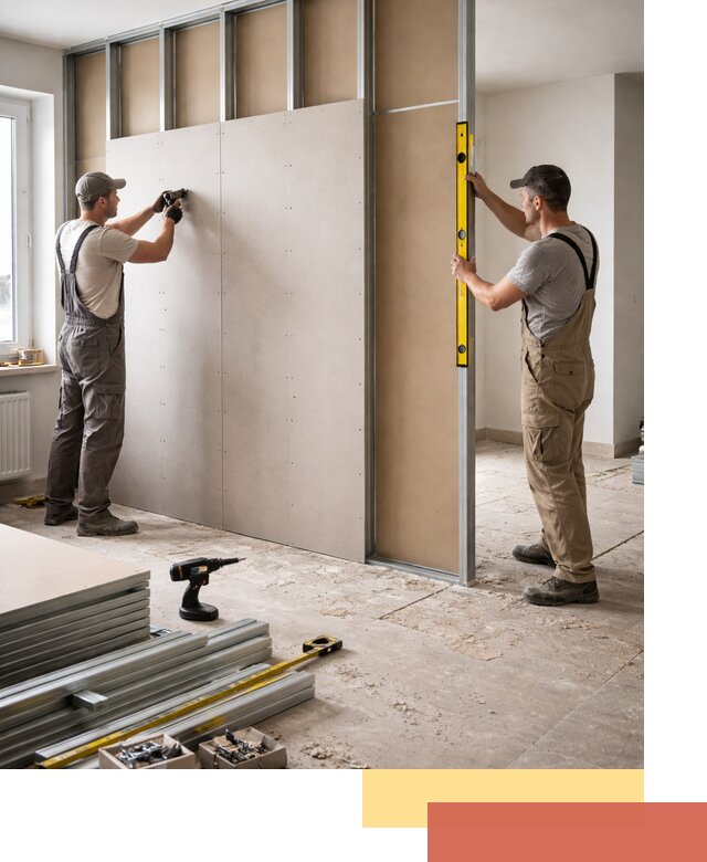 Зонирующая перегородка из гипсокартона под ключ в Дубне