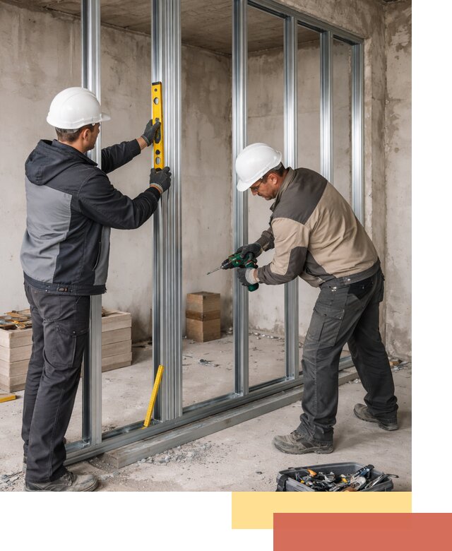 Монтаж каркаса перегородки из профиля в Дубне