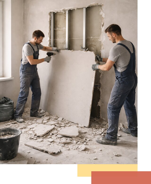 Демонтаж перегородки из гипсокартона в Дубне быстрый и аккуратный