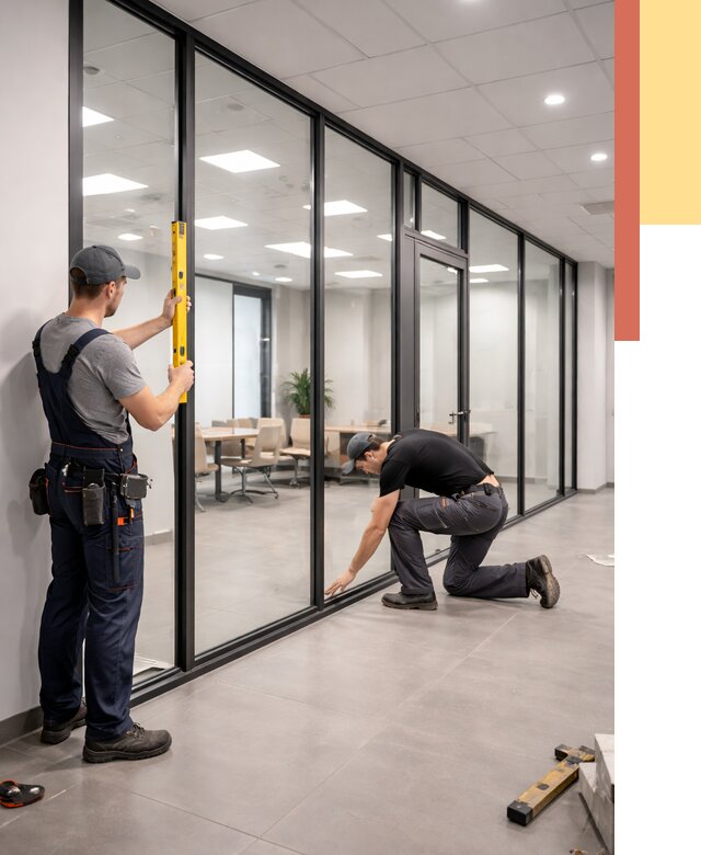 Каркасные стеклянные перегородки в Дубне под ключ от 9392 руб. | ОТДЕЛОЧНИК-Дбн