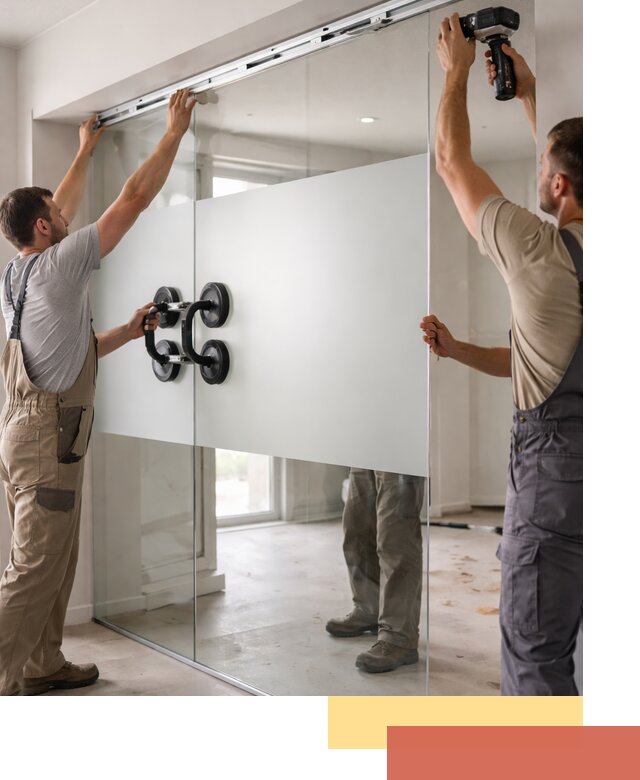 Матовые стеклянные перегородки под ключ в Дубне