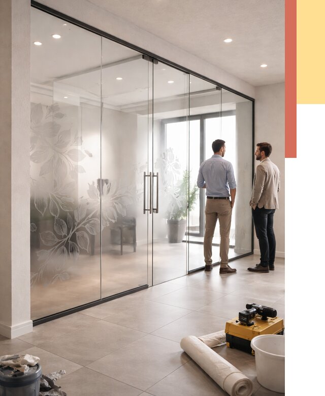 Стеклянные перегородки с рисунком в Дубне от 12761 руб. монтаж и нанесение | ОТДЕЛОЧНИК-Дбн