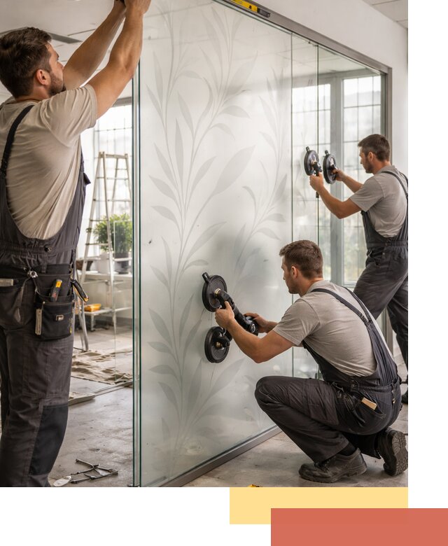 Стеклянные перегородки с рисунком на заказ в Дубне