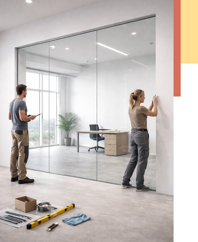 Перегородки из закаленного стекла в Дубне от 9699 руб. под ключ | ОТДЕЛОЧНИК-Дбн