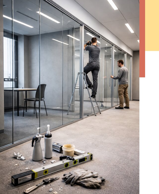 Стеклянные офисные перегородки в Дубне от 8678 руб. — монтаж и установка | ОТДЕЛОЧНИК-Дбн