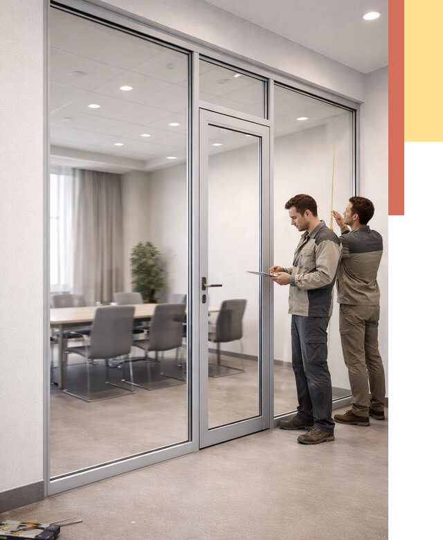 Установка и монтаж алюминиевых перегородок со стеклом в Дубне от 8371 руб. | ОТДЕЛОЧНИК-Дбн