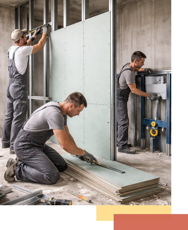 Монтаж и ремонт сантехнических перегородок в Дубне