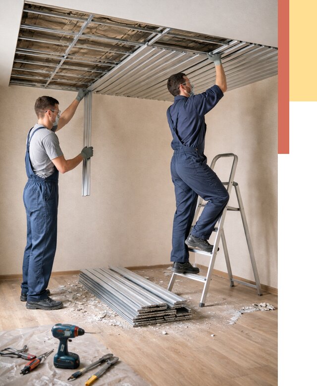 Демонтаж реечного потолка в Дубне от 4594 руб. быстро и недорого | ОТДЕЛОЧНИК-Дбн