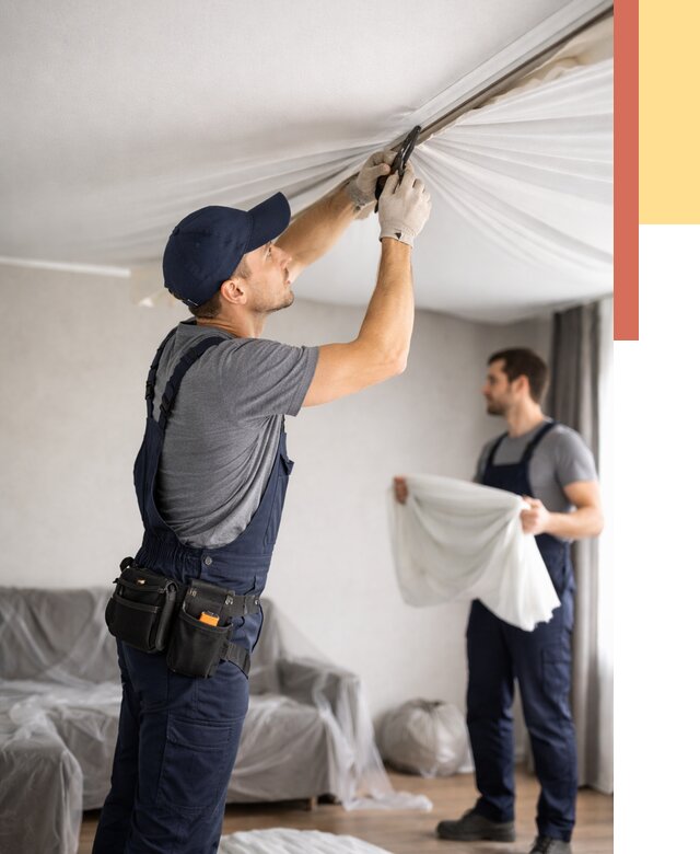 Демонтаж натяжного потолка в Дубне от 4594 руб. — снятие и разбор под ключ | ОТДЕЛОЧНИК-Дбн