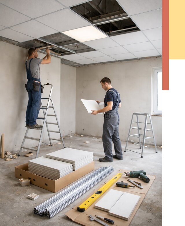 Монтаж потолка армстронг в Дубне от 4594 руб/м2 — быстрая установка под ключ | ОТДЕЛОЧНИК-Дбн